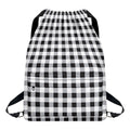 Black And White Check Pattern Print Drawstring Backpack
