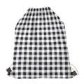 Black And White Check Pattern Print Drawstring Bag