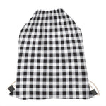 Black And White Check Pattern Print Drawstring Bag