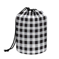 Black And White Check Pattern Print Drawstring Makeup Bag