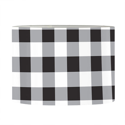 Black And White Check Pattern Print Drum Lamp Shade