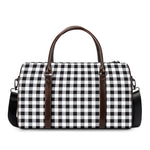 Black And White Check Pattern Print Duffle Bag