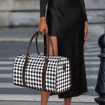 Black And White Check Pattern Print Duffle Bag