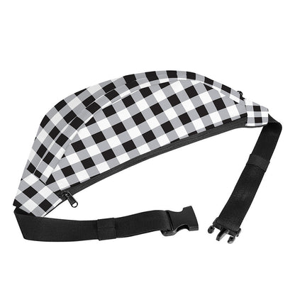 Black And White Check Pattern Print Fanny Pack