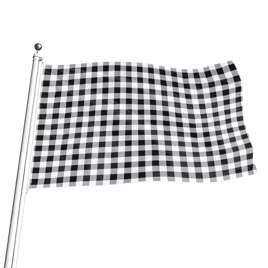 Black And White Check Pattern Print Flag