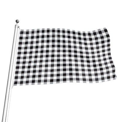 Black And White Check Pattern Print Flag