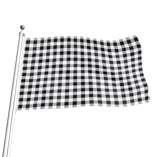Black And White Check Pattern Print Flag