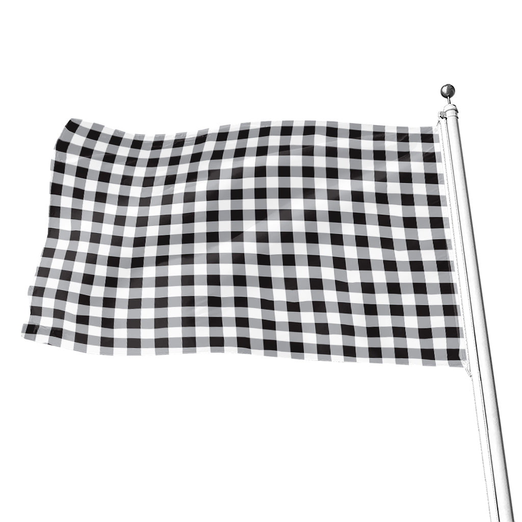 Black And White Check Pattern Print Flag