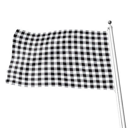 Black And White Check Pattern Print Flag