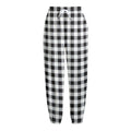 Black And White Check Pattern Print Fleece Lined Knit Pants