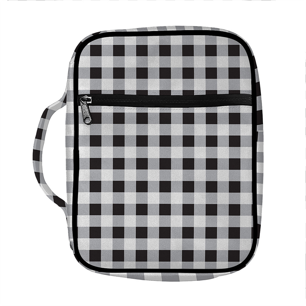 Black And White Check Pattern Print Front Pocket Bible Bag