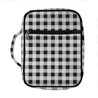 Black And White Check Pattern Print Front Pocket Bible Bag