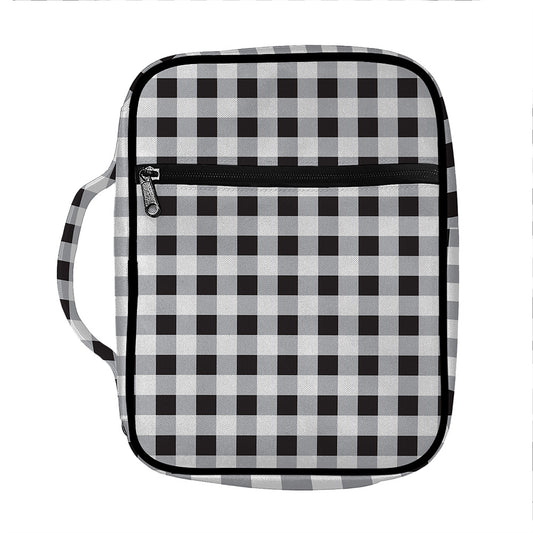 Black And White Check Pattern Print Front Pocket Bible Bag