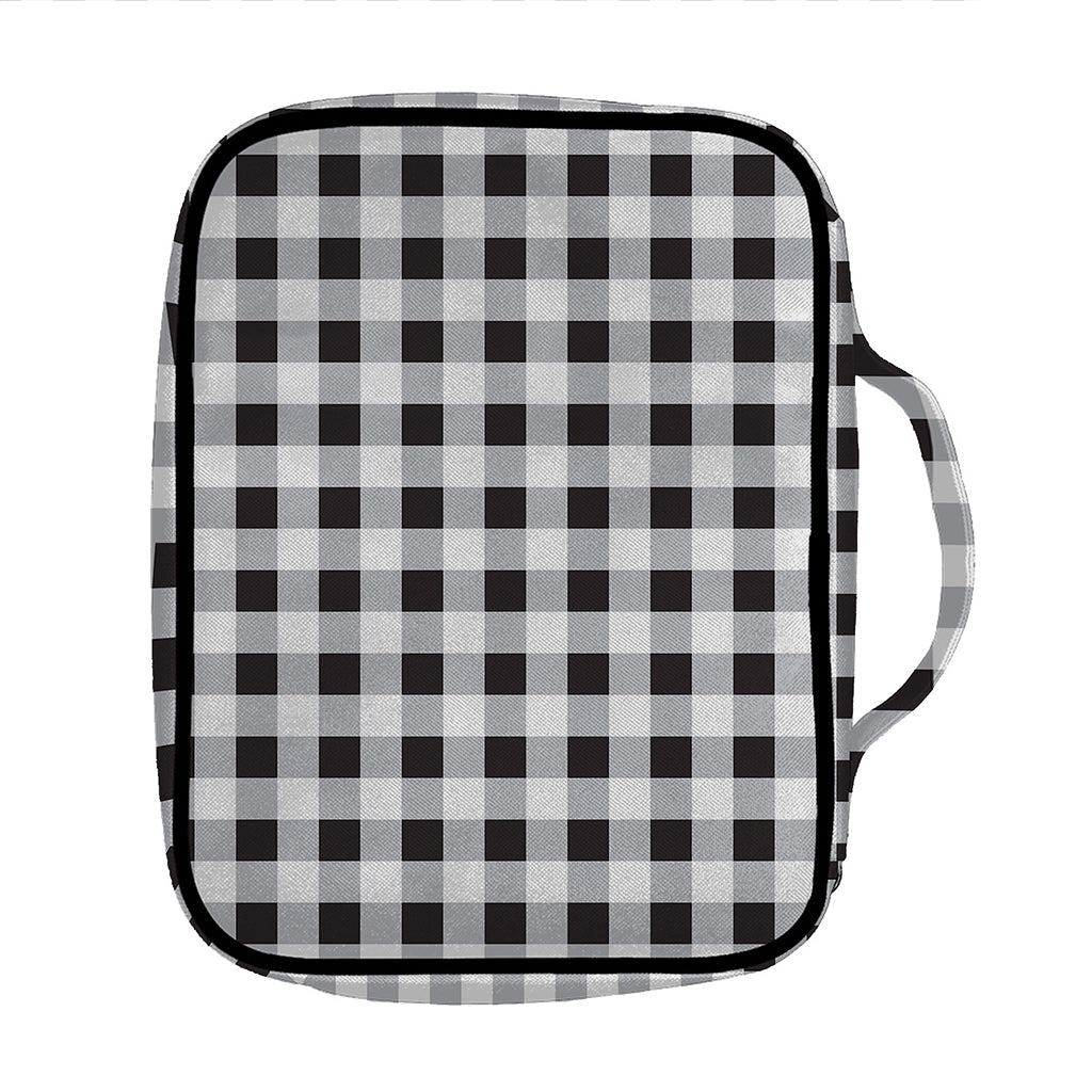 Black And White Check Pattern Print Front Pocket Bible Bag