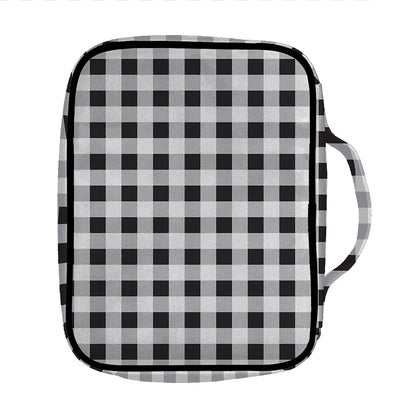 Black And White Check Pattern Print Front Pocket Bible Bag