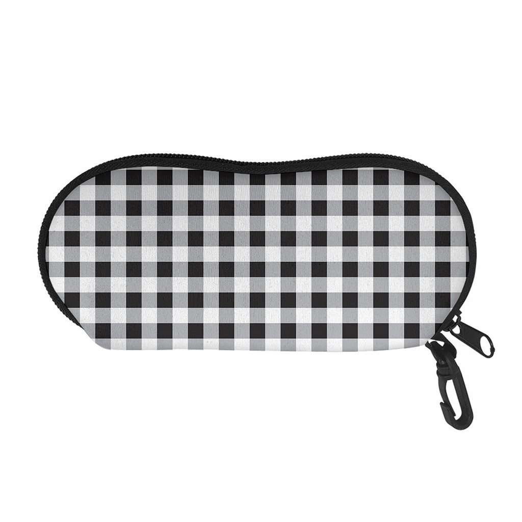 Black And White Check Pattern Print Glasses Case