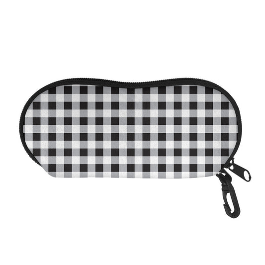 Black And White Check Pattern Print Glasses Case