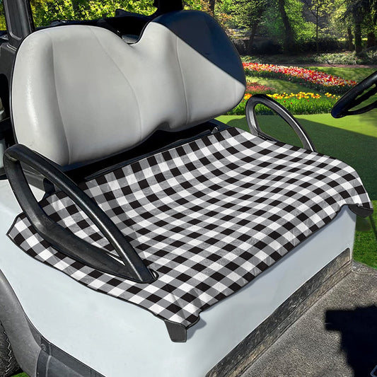 Black And White Check Pattern Print Golf Cart Seat Cover