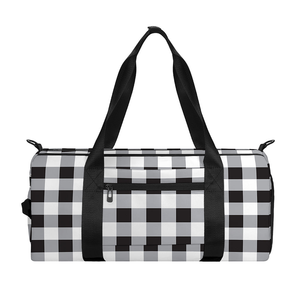 Black And White Check Pattern Print Gym Bag