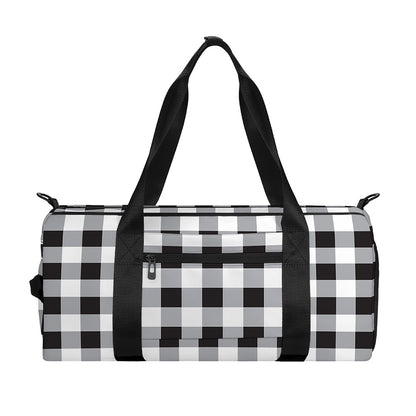 Black And White Check Pattern Print Gym Bag