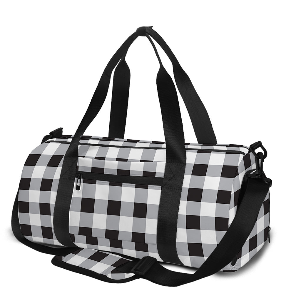 Black And White Check Pattern Print Gym Bag