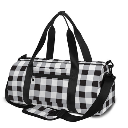 Black And White Check Pattern Print Gym Bag