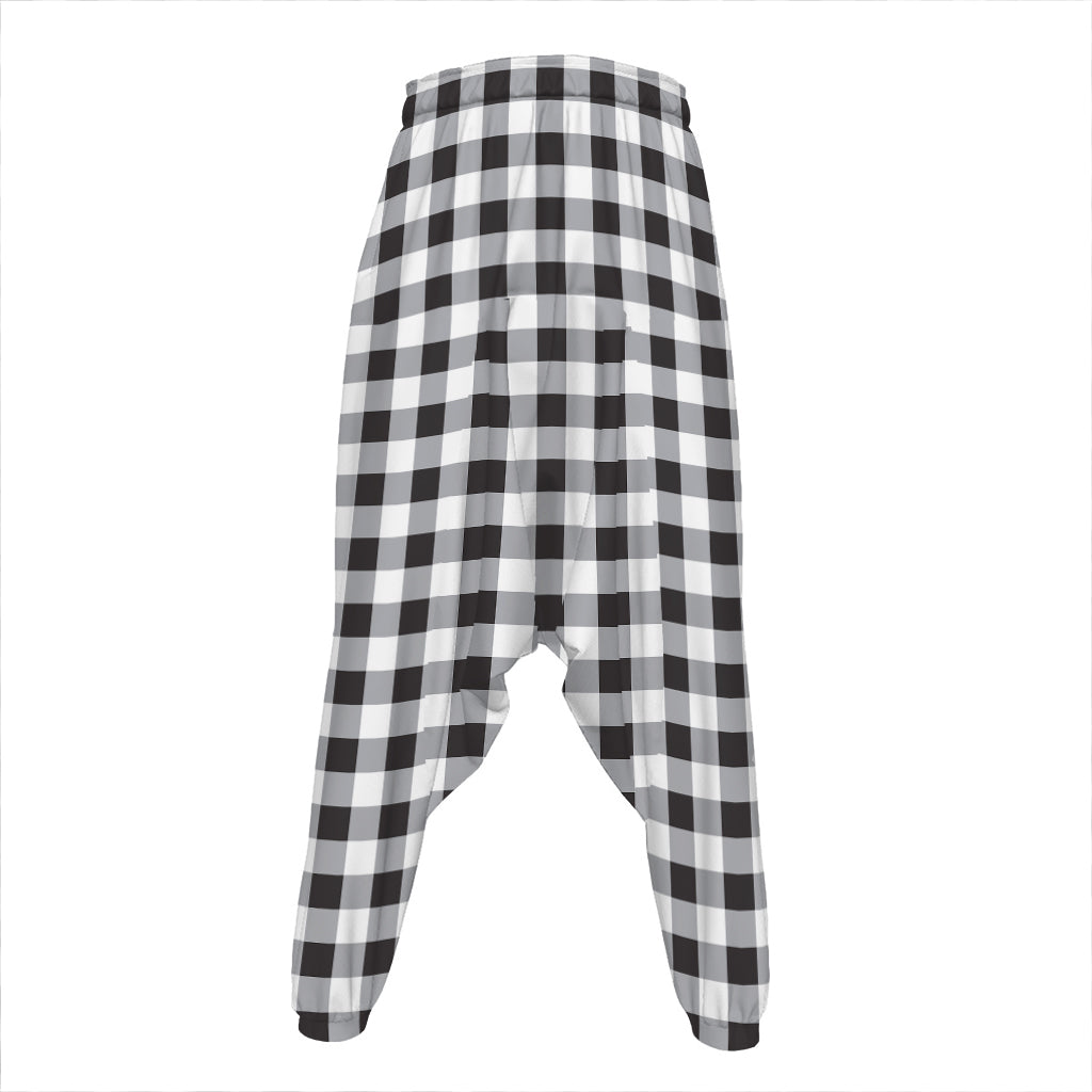 Black And White Check Pattern Print Hammer Pants