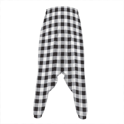 Black And White Check Pattern Print Hammer Pants