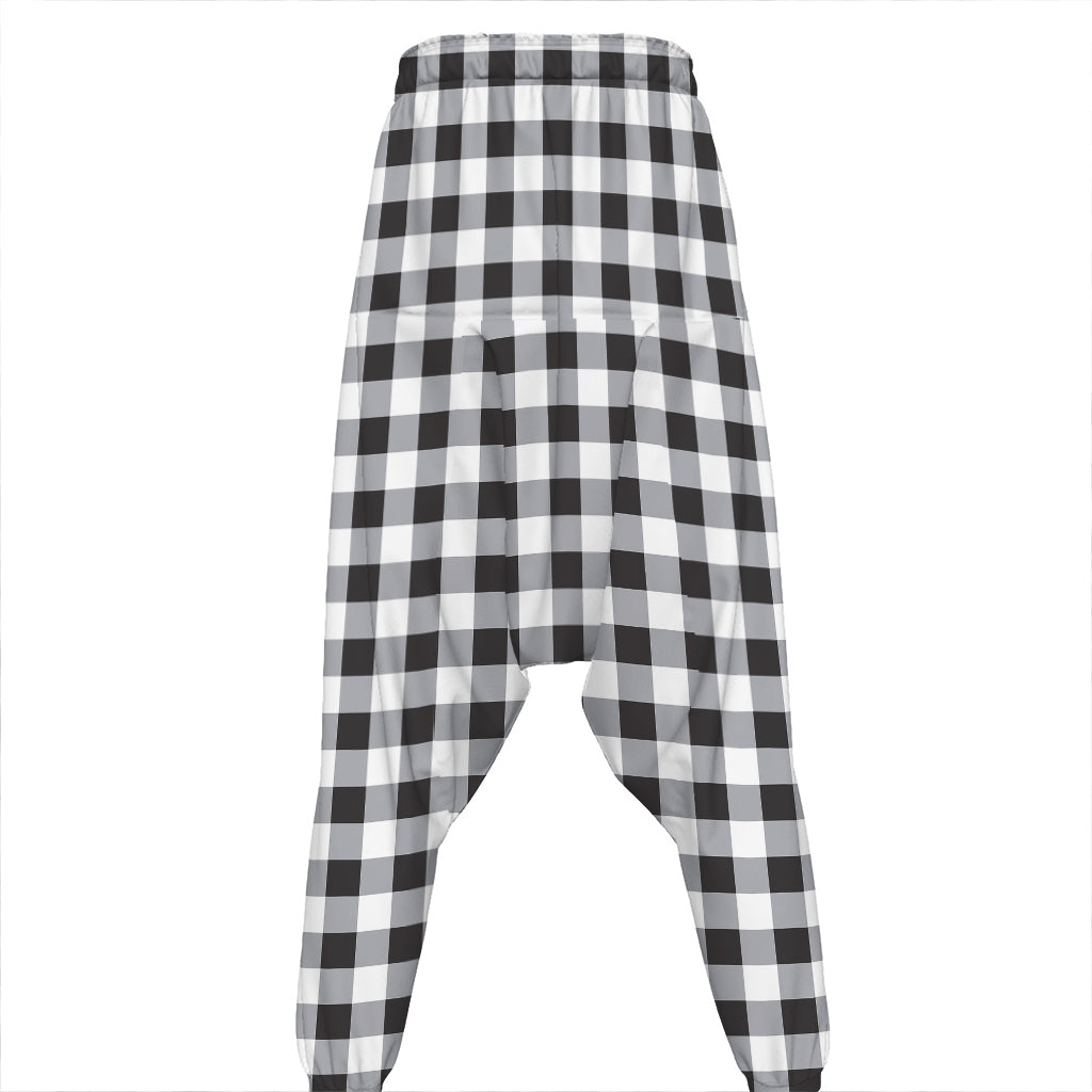 Black And White Check Pattern Print Hammer Pants