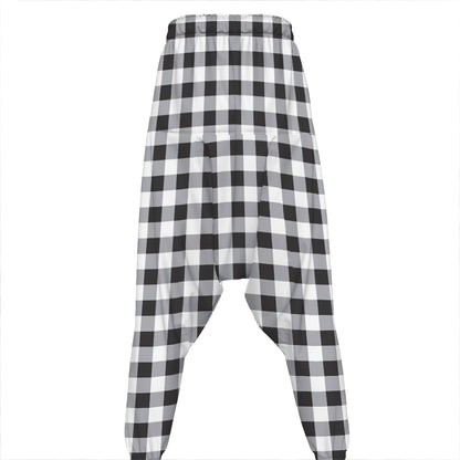 Black And White Check Pattern Print Hammer Pants