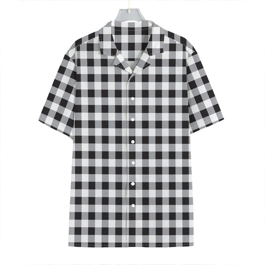 Black And White Check Pattern Print Hawaiian Shirt
