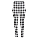 Black And White Check Pattern Print High-Waisted Pocket Leggings