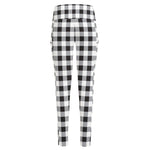 Black And White Check Pattern Print High-Waisted Pocket Leggings