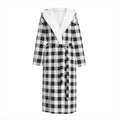Black And White Check Pattern Print Hooded Bathrobe
