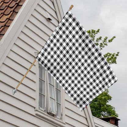 Black And White Check Pattern Print House Flag