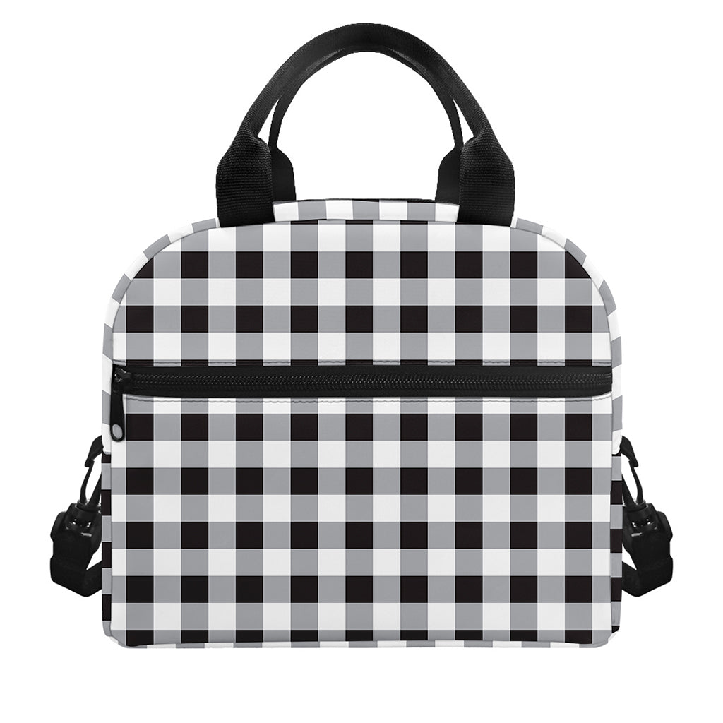 Black And White Check Pattern Print Insulated Lunch Bag