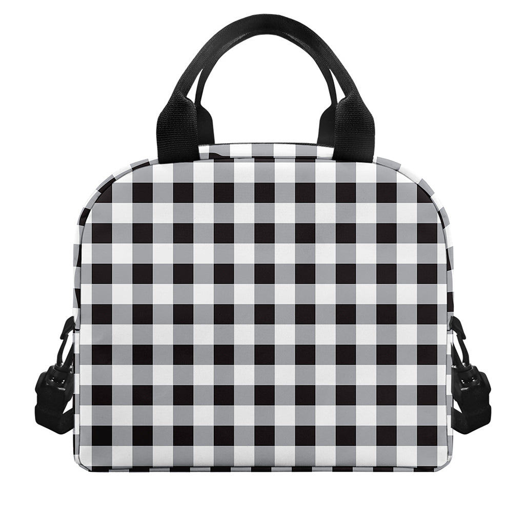 Black And White Check Pattern Print Insulated Lunch Bag