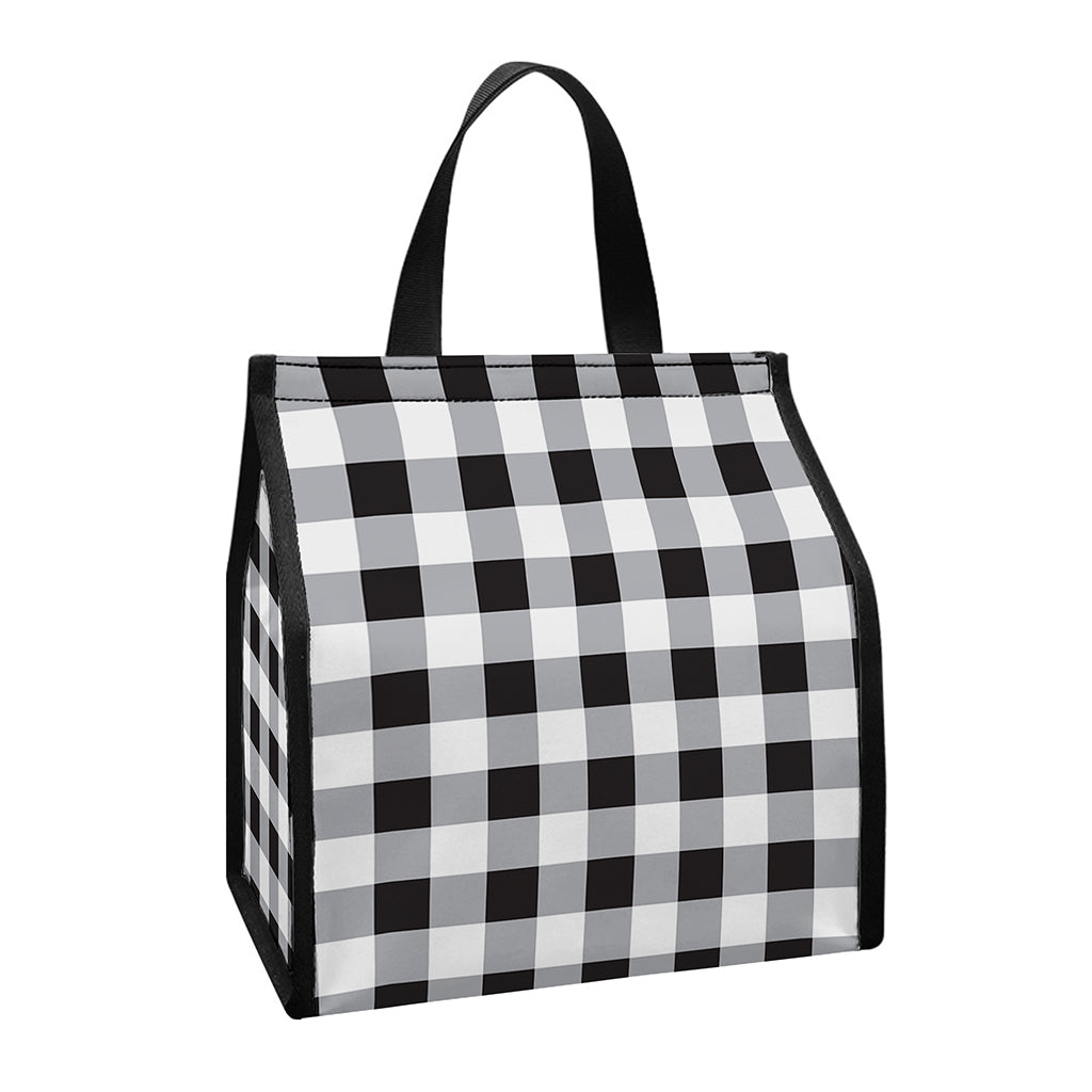 Black And White Check Pattern Print Insulated Lunch Tote