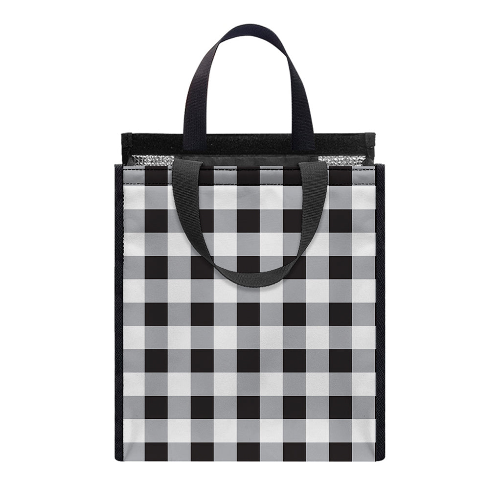 Black And White Check Pattern Print Insulated Lunch Tote