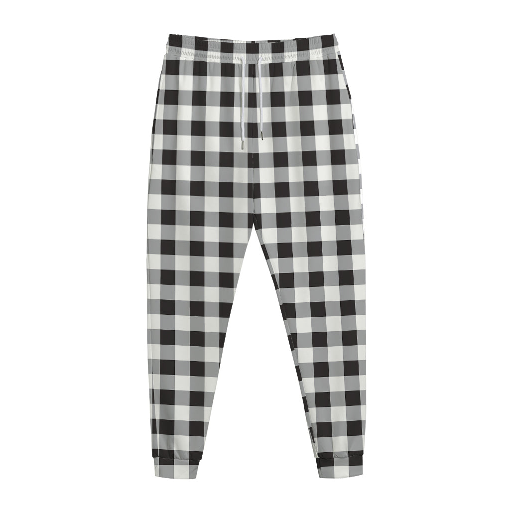 Black And White Check Pattern Print Jogger Pants