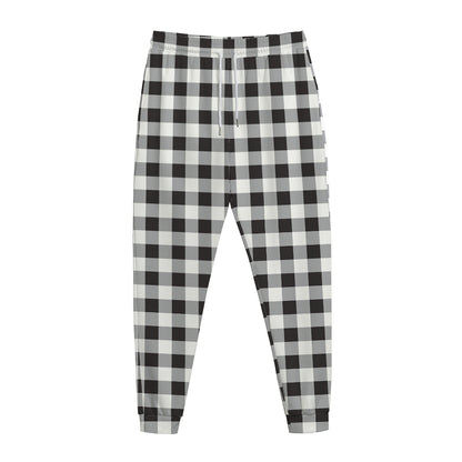 Black And White Check Pattern Print Jogger Pants