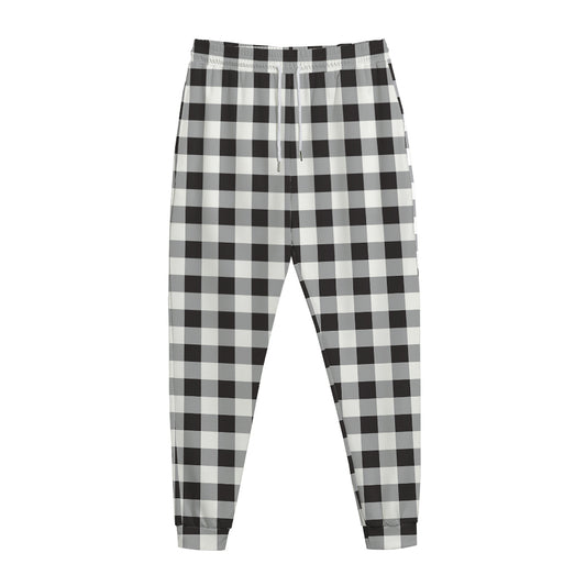 Black And White Check Pattern Print Jogger Pants