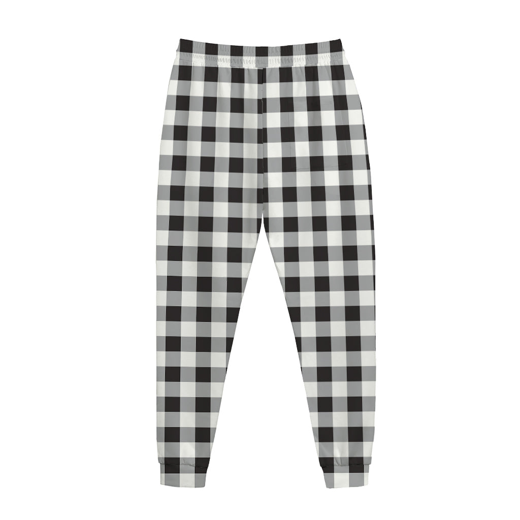 Black And White Check Pattern Print Jogger Pants
