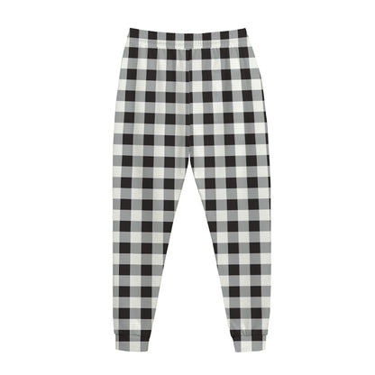 Black And White Check Pattern Print Jogger Pants