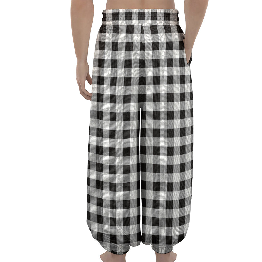 Black And White Check Pattern Print Lantern Pants