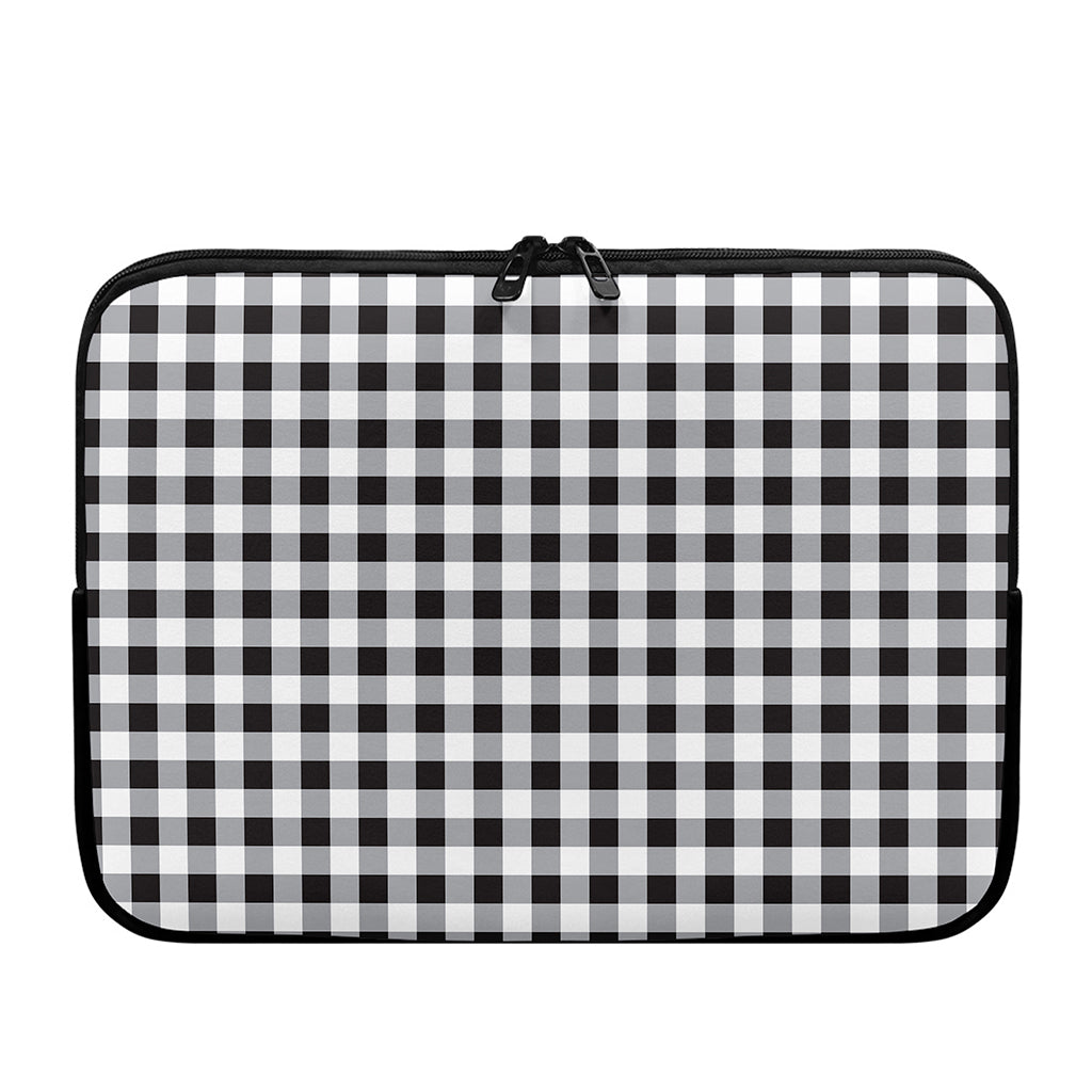 Black And White Check Pattern Print Laptop Sleeve