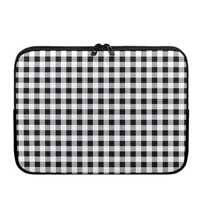 Black And White Check Pattern Print Laptop Sleeve