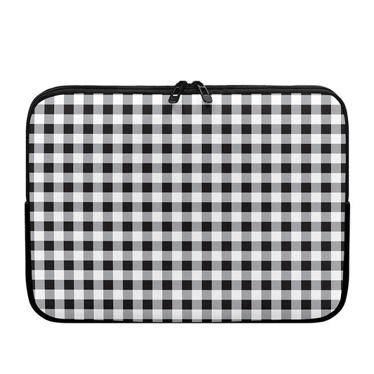 Black And White Check Pattern Print Laptop Sleeve