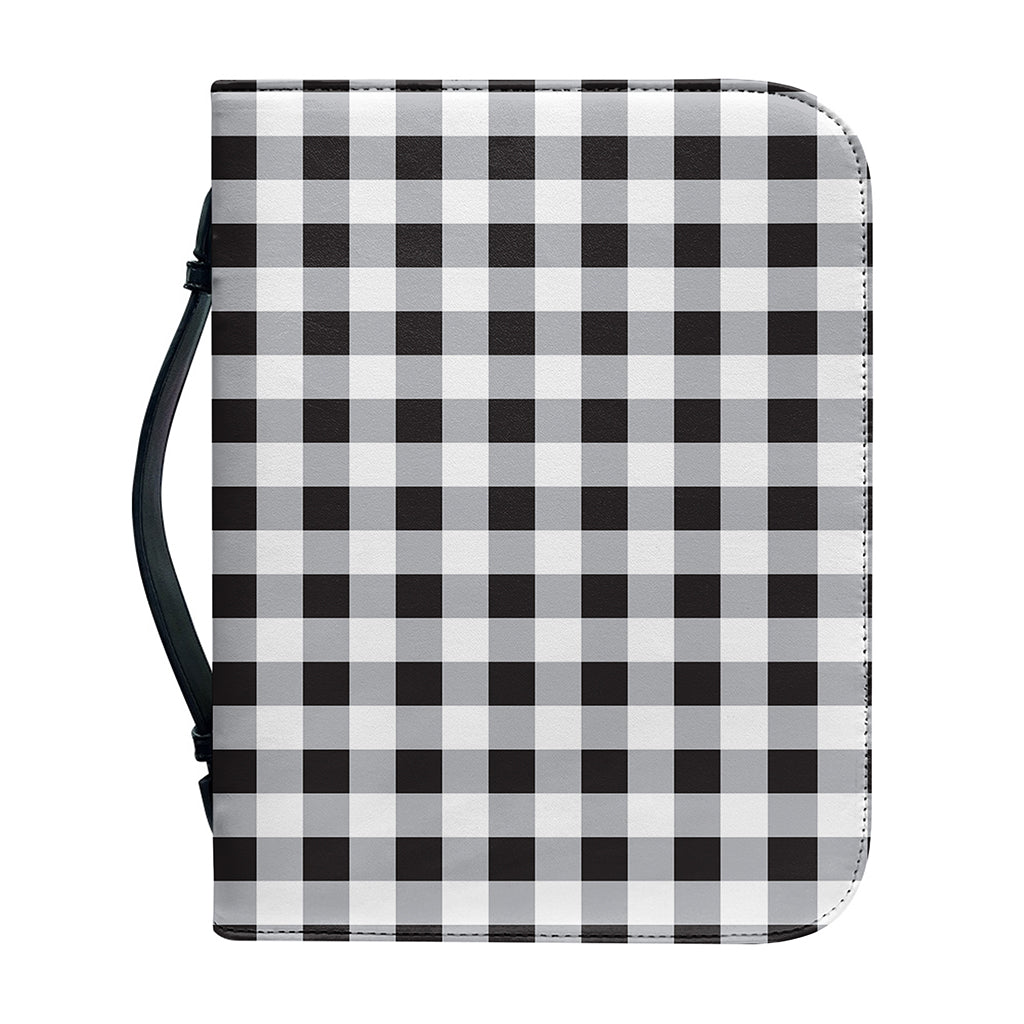 Black And White Check Pattern Print Leather Bible Cover