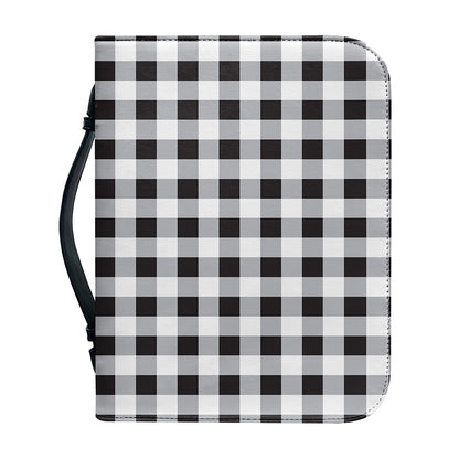 Black And White Check Pattern Print Leather Bible Cover